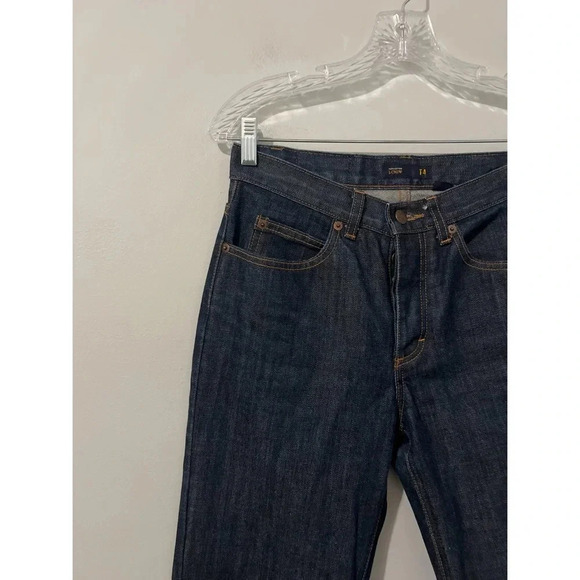 J Crew Jeans Women’s 4T Blue Dark Button Fly Straight Mid Rise Preppy Denim - Picture 9 of 13